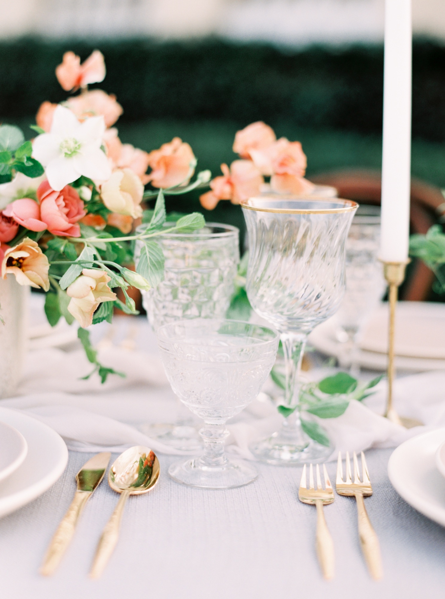 Garden table with candlesticks